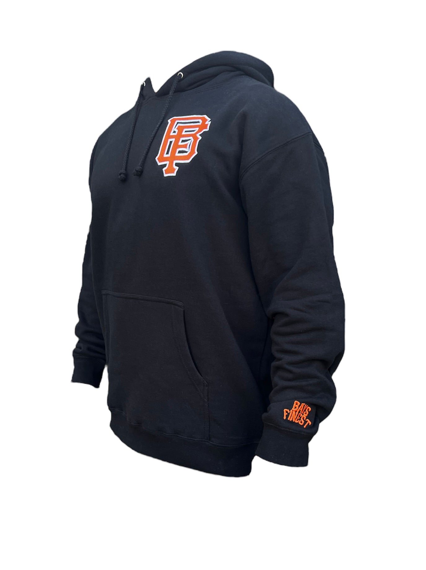 Black Hoodie with Orange and White Logo