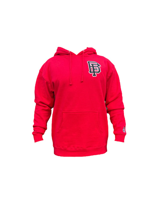 Red Hoodie with Black and White Logo