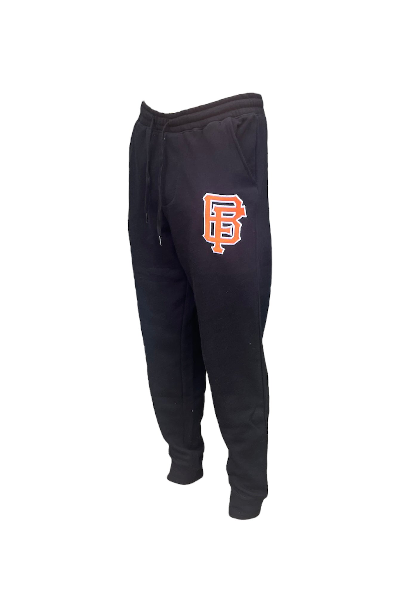 Black Sweatpants with Orange and White Logo