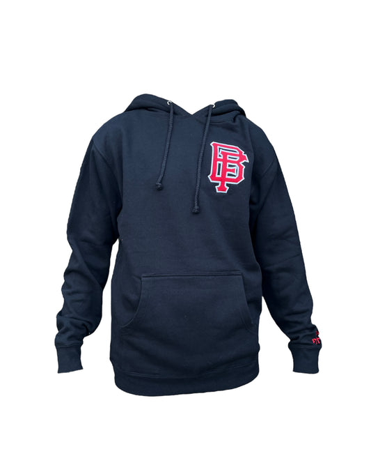 Black Hoodie with Red and White Logo