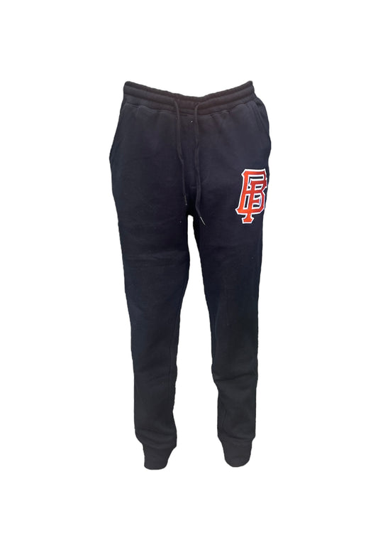 Black Sweatpants with Orange and White Logo